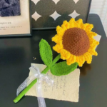 Hand-Knitted Sunflower Crochet Flowers Finished Crochet Flowers Bouquet Handmade Sunflower Bouquet Party Decor Festival Gift