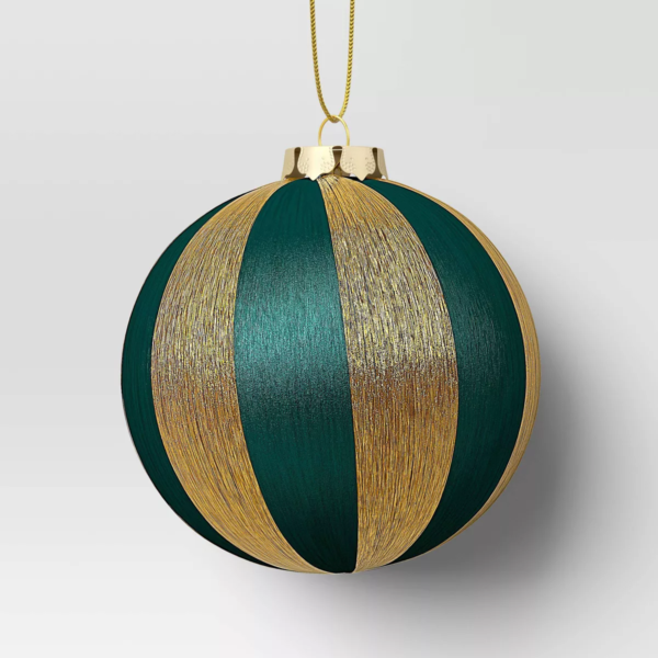 3.5" Christmas Thread Wrapping Ornament Emerald Green - Wondershop™