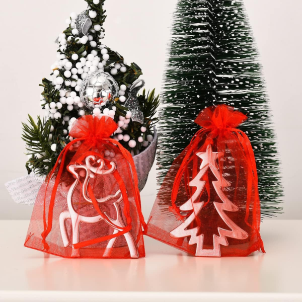 Set of 6 Hanging Ornaments, Silver Christmas Ornament for Xmas Tree Decor, Reindeer Christmas Tree Ornament Gift Holiday Party Supplies