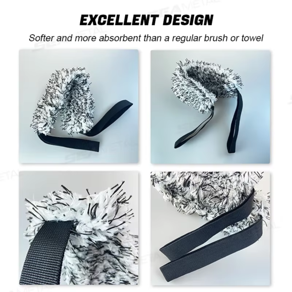 SIKEZHAN Flexible Car Wheel Washing Brush Microfiber Double-Sided Long Belt Cleaning Towel Brush Wheel Hub Pull Belt Brush Tool