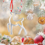 Set of 6 Hanging Ornaments, Silver Christmas Ornament for Xmas Tree Decor, Reindeer Christmas Tree Ornament Gift Holiday Party Supplies