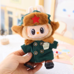 17Cm Pendant Labubu Doll Dress Cute Labubu Doll Clothes Pink Rabbit Skirt Green Coat Suit Cartoon Doll Hat Princess Shoes Gift