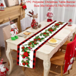 2024 Christmas Table Runner Cloth Merry Christmas Decoration for Home Tablecloth Xmas Cristmas Ornament Navidad New Year 2025