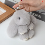 1PC 15CM Cartoon Rabbit Keychain Ring Fluffy Real Fur Pompon Bunny Trinket Key Chain Charm Cute Key Ring on Bag Car Key Pendant