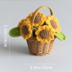 Crochet Flower Cute Finished Woven Sunflowers Potted Hand-Knitted Sunflowers Table Home Decor Wedding Ornament Friends Gift