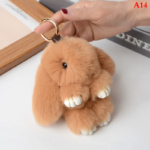 1PC 15CM Cartoon Rabbit Keychain Ring Fluffy Real Fur Pompon Bunny Trinket Key Chain Charm Cute Key Ring on Bag Car Key Pendant