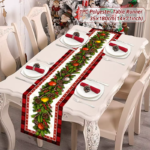 2024 Christmas Table Runner Cloth Merry Christmas Decoration for Home Tablecloth Xmas Cristmas Ornament Navidad New Year 2025