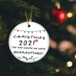 Quarantine Christmas Ornament 2021 We Were Together Ornaments Christmas Home Decor Surviving Ceramic round Decorations for Christmas Tree