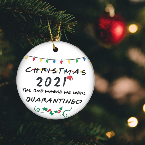 Quarantine Christmas Ornament 2021 We Were Together Ornaments Christmas Home Decor Surviving Ceramic round Decorations for Christmas Tree