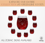 Libra Stemless Wine Glasses Zodiac Libra Set Hand Etched 15 Oz (Set of 2) - Astrology Sign Glassware