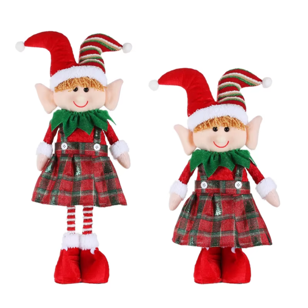 Christmas Decoration Elf Doll Christmas Gift Retractable Elf Doll under the Christmas Tree Dress-Up Props