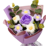 Knitted Flower Finished Home Decoration Crochet Flower Bouquet for Teacher’ Day Birthday Anniversary Thanksgiving Day Women