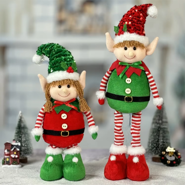 2Pcs New Christmas Products Christmas Hanging Leg Elf Telescopic Doll Ornaments Children'S Gifts Elf Doll Ornaments