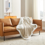 Sherpa Fleece Throw Blanket - Beige Herringbone Throw, 50 X 60 Inches, Warm, Soft, Lightweight, Winter, Unisex, Camping