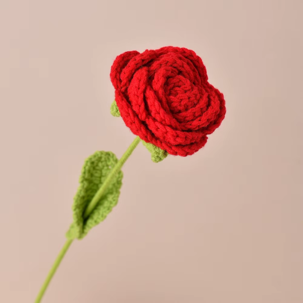 Finished Knitting Rose Woven Gradient Artificial Flowers Flowers Bouquet Table Ornament Braided Fake Flowers Holiday Gifts