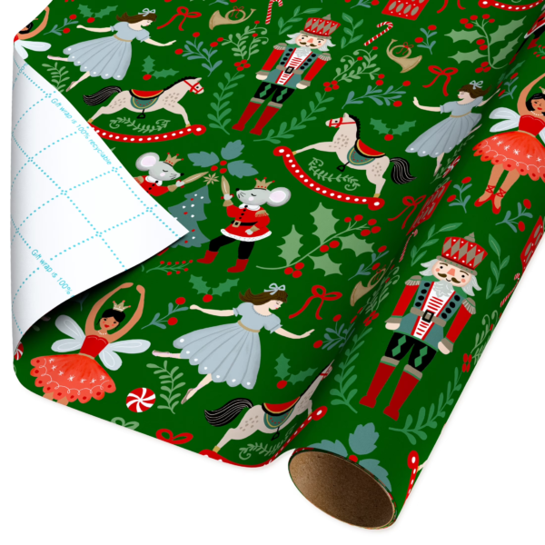 Green Nutcracker Christmas Wrapping Paper, 160 Sq Ft, by