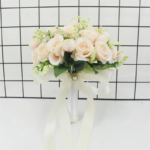 Bride Wedding Bouquet Bridesmaid Holding Bouquet Wedding Supplies Artificial Silk Rose Peony Pink Flower Table Decoration