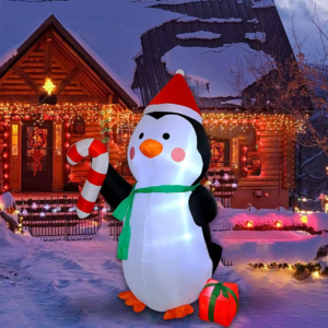 8 FT Christmas Inflatable Reindeer with Gift Boxes Blow up Lighted Xmas Yard Decor with LED Lights for Christmas Outdoor Yard P