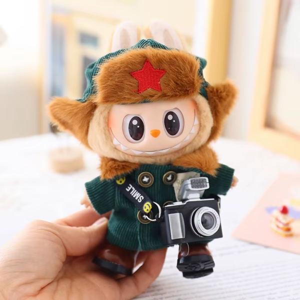 17Cm Pendant Labubu Doll Dress Cute Labubu Doll Clothes Pink Rabbit Skirt Green Coat Suit Cartoon Doll Hat Princess Shoes Gift