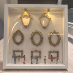 DIY Mini Museum Silhouette Box, Shadow Box Frame Kit with Gold Mini Frames & Figurines, Celebrate Your Unique Memories in Style, for Anniversary, Wedding, Birthday & Home Decor