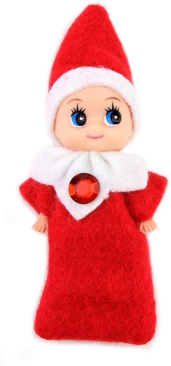 Tiny Baby Elf Doll | Christmas Miniature Elf Doll | Baby Elves Dolls Toys | Xmas Decoration Gift (Red Girl)