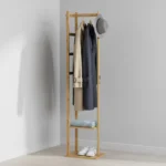 Bamboo Coat Rack Clothes Rack, Freestanding with 2 Shelves and 3 Hooks, Coat Tree for Entryway, Living Room, Coat Hanger Stand