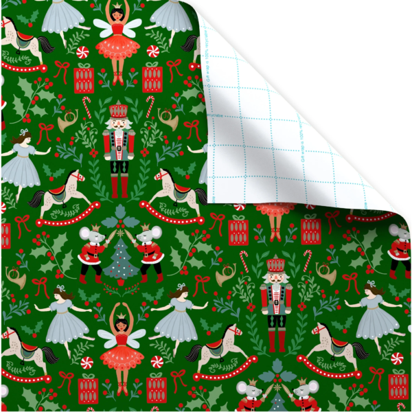 Green Nutcracker Christmas Wrapping Paper, 160 Sq Ft, by