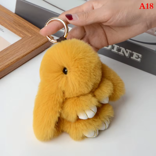 1PC 15CM Cartoon Rabbit Keychain Ring Fluffy Real Fur Pompon Bunny Trinket Key Chain Charm Cute Key Ring on Bag Car Key Pendant