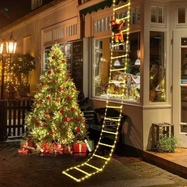 USB Connector 3M Santa Claus Climbing Ladder Warm Light Christmas Decoration Home Outdoor Garden Cristmas Tree Ornement Gift