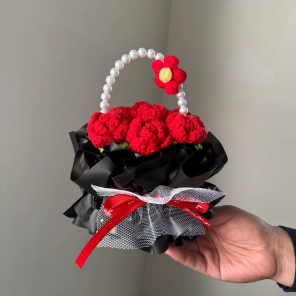 Finished Crochet Flowers Bouquet Handmade Sunflower Bouquet Valentines Gift Wedding Decor Knitted Flower Bouquet with Gift Bag