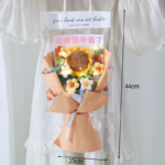 Rose Knitted Flowers Bouquet Crochet Flower for Back to School Handmade Bouquets Wedding Christmas Halloween Gift Home Decor