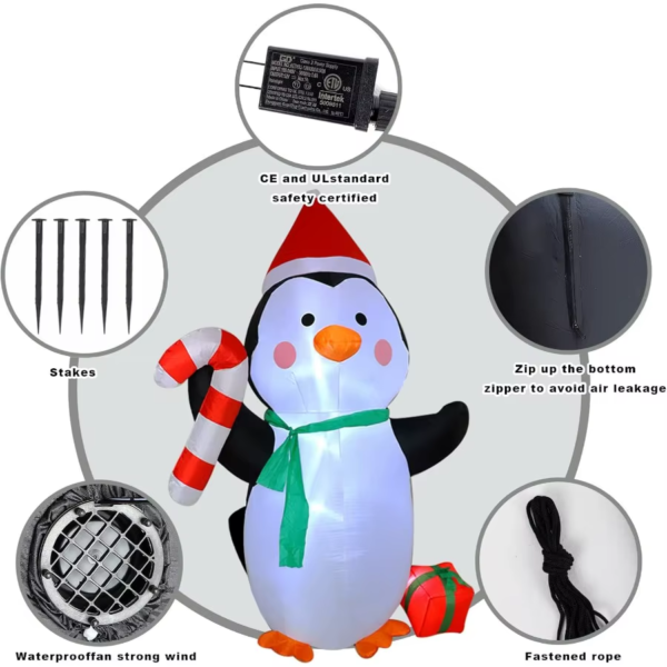 8 FT Christmas Inflatable Reindeer with Gift Boxes Blow up Lighted Xmas Yard Decor with LED Lights for Christmas Outdoor Yard P