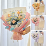 Eternal Flower with Light Strings Crochet Flower Bouquet Graduation Flower Kindergarten Graduation Gift Valentine Day Gift 졸업꽃다발