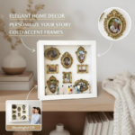 DIY Mini Museum Silhouette Box, Shadow Box Frame Kit with Gold Mini Frames & Figurines, Celebrate Your Unique Memories in Style, for Anniversary, Wedding, Birthday & Home Decor