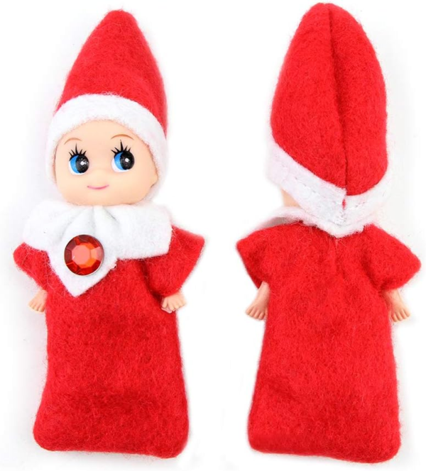 Tiny Baby Elf Doll | Christmas Miniature Elf Doll | Baby Elves Dolls Toys | Xmas Decoration Gift (Red Girl)