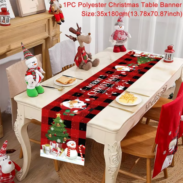 2024 Christmas Table Runner Cloth Merry Christmas Decoration for Home Tablecloth Xmas Cristmas Ornament Navidad New Year 2025