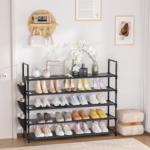 5 Tier Shoe Organizer Rack for Closet, Entryway, Garage, Door, Space Saving, Shoe Holder Stand/Tower, Large, 20-25 Capacity
