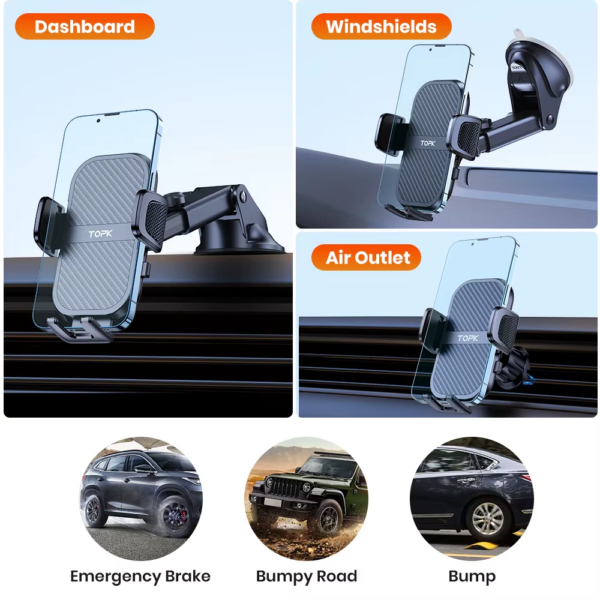 Car Phone Holder Super Stable Car Phone Mount for Car Dashboard/Windscreen/Air Vent Compatible with All Mobile Phone