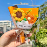 Crochet Bouquet Rose Sunflower Handmade Artificial Knitted Flower Valentine'S Day Anniversary Wedding Birthday Gift Home Decor