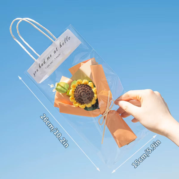 Crochet Bouquet Rose Sunflower Handmade Artificial Knitted Flower Valentine'S Day Anniversary Wedding Birthday Gift Home Decor