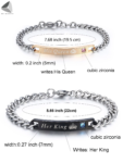 Stainless Steel Couple Bracelets His Queen Her King Bracelets for Couples Jewelry Matching Set Christmas Anniversary Valentine'S Day Gift (2 Pcs)