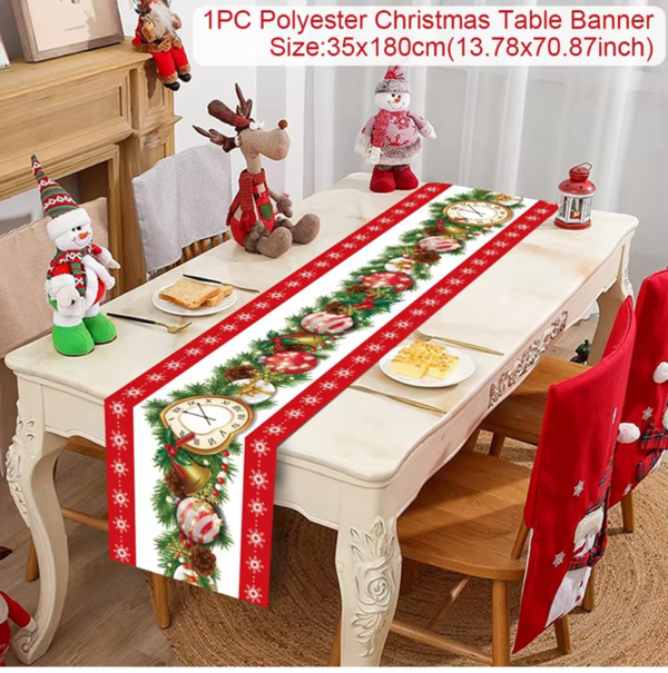 2024 Christmas Table Runner Cloth Merry Christmas Decoration for Home Tablecloth Xmas Cristmas Ornament Navidad New Year 2025