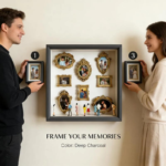 DIY Mini Museum Silhouette Box, Shadow Box Frame Kit with Gold Mini Frames & Figurines, Celebrate Your Unique Memories in Style, for Anniversary, Wedding, Birthday & Home Decor