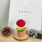 Hand Knitting Potted Plants Hand-Woven Rose Sunflower Tulip Crochet Flower Auto Interior Accessories Car Decoration Ornaments