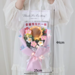 Rose Knitted Flowers Bouquet Crochet Flower for Back to School Handmade Bouquets Wedding Christmas Halloween Gift Home Decor