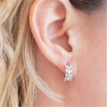 Silver Color Hot Selling Leaves Full Zircon Hoop Earrings Female Fashion Simple Gorgeous Jewelry Valentine Gift