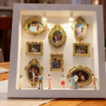 DIY Mini Museum Silhouette Box, Shadow Box Frame Kit with Gold Mini Frames & Figurines, Celebrate Your Unique Memories in Style, for Anniversary, Wedding, Birthday & Home Decor