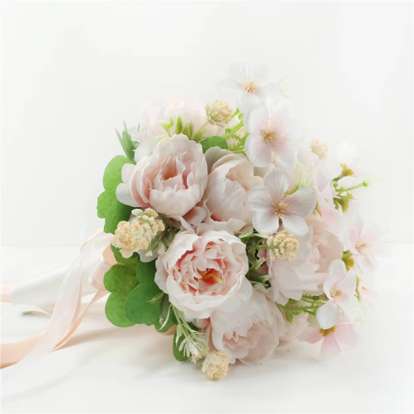 Bride Wedding Bouquet Bridesmaid Holding Bouquet Wedding Supplies Artificial Silk Rose Peony Pink Flower Table Decoration