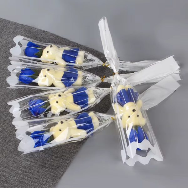 Romantic Artificial Soap Roses with Lovely Teddy Bear Birthday Gift Flowers Bouquet Scented Christmas Valentines Day Gift