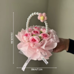 Finished Crochet Flowers Bouquet Handmade Sunflower Bouquet Valentines Gift Wedding Decor Knitted Flower Bouquet with Gift Bag